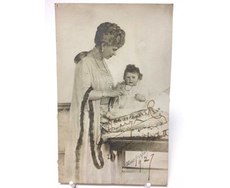 H.M. Queen Mary and the infant Princess Elizabeth (later H.M. Queen Elizabeth II), charming signed and inscribed portrait pho