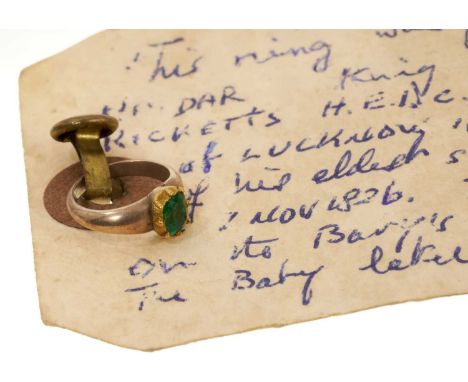 Of British India interest: 19th century Indian Emerald and gold baby's ring given by Ghazi-ud-Din Haidar Shah King of Oudh an