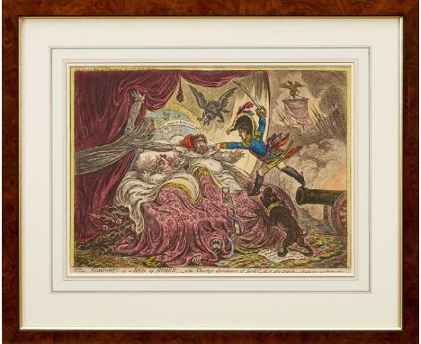 James Gillray (1756-1815) hand coloured etching - Comforts of a Bed of Roses, published April 21st 1806, by H. Humphrey, BM 1