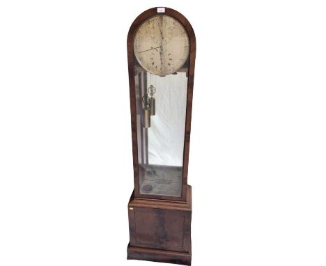 19th century regulator longcase clock in mahogany domed case and glazed door with circular silvered dial with subsidiary hour