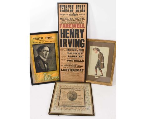Collection of advertising pieces relating to Henry Irving, including large bill poster for Theatre Royal, Bradford, 1905, in 