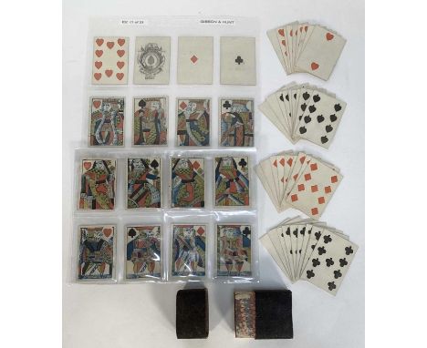 Complete set of 52 single ended playing cards by Gibson and Hunt, circa 1801, each each 9 x 6.5cm, together with contemporary