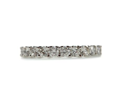 DIAMOND HALF ETERNITY RING, set with round brilliant cut diamonds totalling approximately 1.00 carat, in eighteen carat white