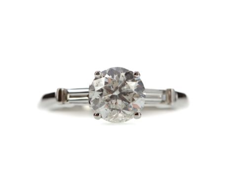 DIAMOND DRESS RING, set with a round brilliant cut diamond of approximately 1.57 carats, with accompanying WGI report number 