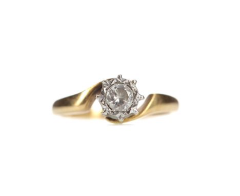 DIAMOND SOLITAIRE RING, with an illusion set diamond of approximately 0.16 carats, marked 18CT, size I 1/2, 3.1g
