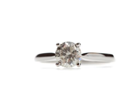 CERTIFICATED DIAMOND SOLITAIRE RING, set with a round brilliant cut diamond of approximately 0.94 carats, with accompanying W