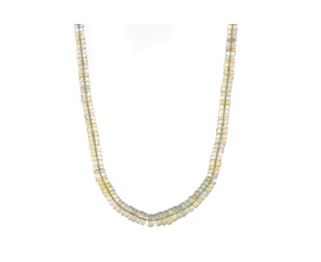 FACETED OPAL BEAD NECKLACE, with graduated beads, 45cm long, with magnetic clasp marked S925, 16.7g