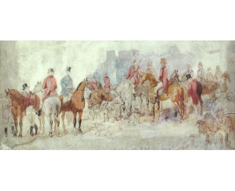 Henry Bright (British, 1814-1873) A sketch of the Pytchley Hunt before Belvoir Castle inscribed with title "Sketch of the Pyt