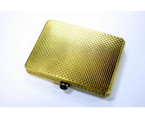 A German 14ct gold pocket cigarette case, maker's mark indistinct, stamped with a crown in a circle and 585, rectangular with