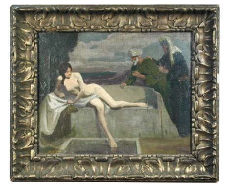 Circle of Joaquin Sorolla y Bastida (Spanish, 1863-1923) Susannah and the Elders oil on canvas, in a leaf moulded frame 39 x 