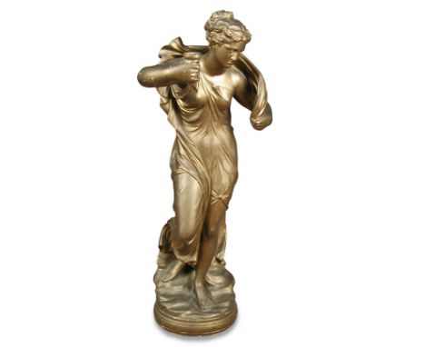 After Humphrey Hopper (1765-1844), a painted plaster figure of a classical maiden as a torchere, later casting 107cm (42in)  