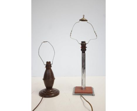 Bakelite art deco lamp base together with a chrome art deco lamp base 