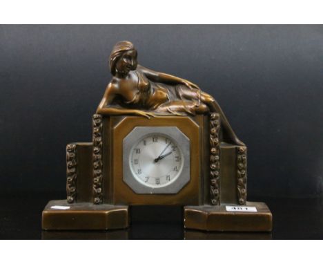 Art Deco bracket clock decorated with woman 