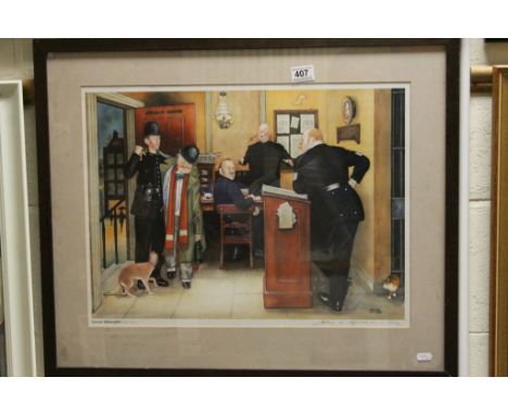 John r Edwards signed limited edition cartoon of Bobbies and Gent titled His First Capture