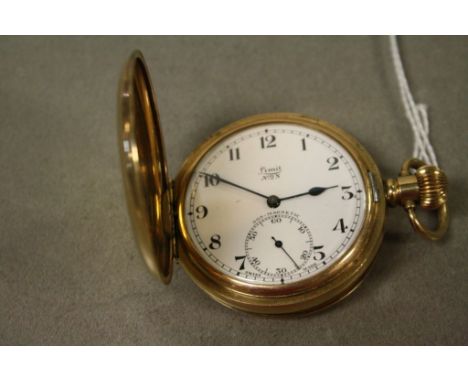 Top wind Gold plated Full Hunter Limit No.2 N Pocket watch with Enamel dial &amp; sub dial at the six position plus an 18 jew