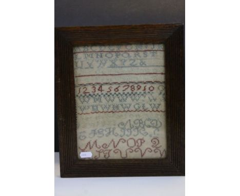 Small 19th Century Oak framed &amp; glazed Sampler approx 24 x 18.5cm