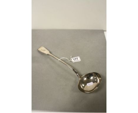 Georgian Hallmarked Silver Ladle by William Chawner II, approx 33cm long with monogram to handle