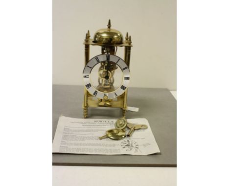 Sewills of Liverpool key wind Skeleton type Brass Mantle clock, movement numbered 701 - 081 &amp; stands approx 24cm to the t