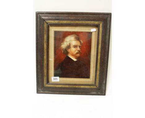 Framed oil painting portrait of American author Mark Twain