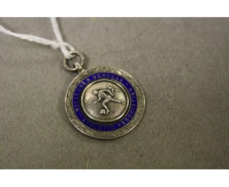 Hallmarked Silver &amp; Enamel pocket watch Fob for "Willesden Schools Athletic Association", circa 1926