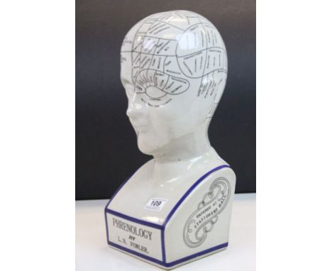 Contemporary ceramic Phrenology head approx 39cm tall
