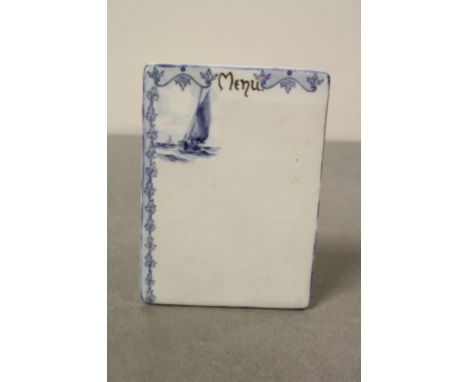 Vintage Royal Crown Derby ceramic tabletop Menu stand, measures approx 12 x 8.5cm