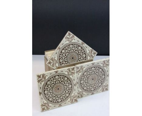 14 Art Nouveau patterned ceramic tiles 