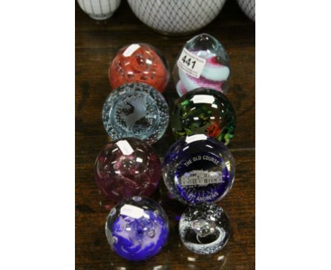 Group of paper weights to include Caithness inferno, all creatures great and small, fireball, tango etc 
