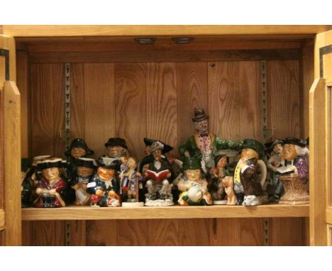 A large quantity of character jugs and figures to include Roy Kirkham ,Goebel f ,Capodomonti style etc.