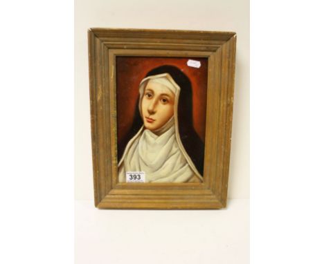 Gilt framed oil painting portrait of a Catholic Nun