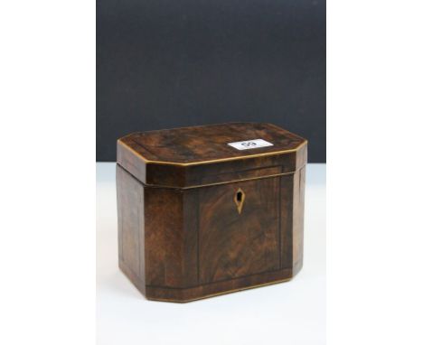 19th Century octagonal Rosewood veneer Tea Caddy, lacks lock &amp; interior, measures approx 17 x 13.5 x 12.5cm