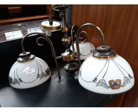 A CEILING LIGHT FITTING WITH GLASS SHADES