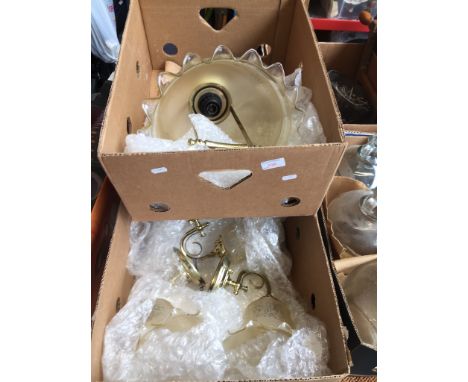 2 BOXES OF LIGHT FITTINGS, WALL & CEILING