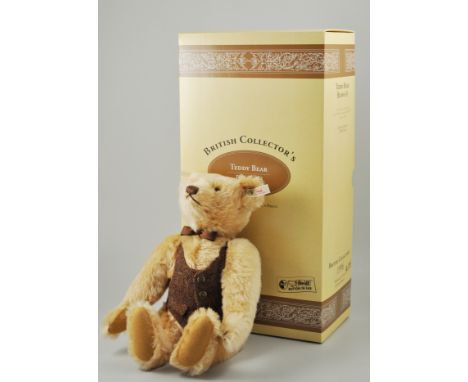 Steiff British Collectors Teddy Bear, Blonde Plush, 40cm with certificate, boxed.