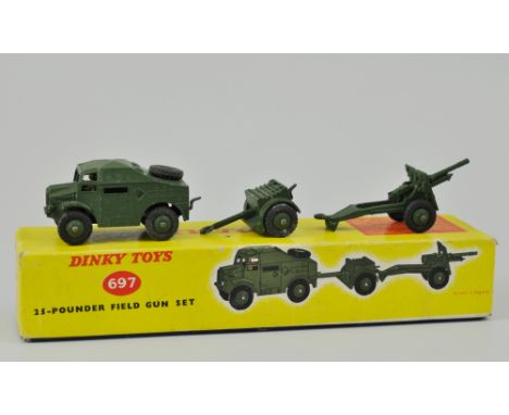 Dinky No.697 "Field Gun" Set comprising of Quad Tractor, Ammunition Trailer and Field Gun. In original box.