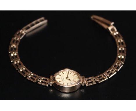 Ladies 9ct Gold Bracelet Rotary Wristwatch, Manual Wind, Fully Hallmarked, Gross Weight 12.2 Grams 