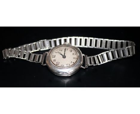 Ladies Early To Mid 20thC Silver Wristwatch, Manual Wind, Ticking But Not Tested For Accuracy.