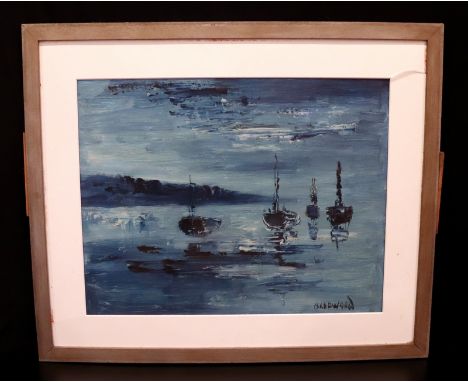 James Lawrence Isherwood (British, 1917-1988). Blue Period Seascape, Signed Lower Right Isherwood , Dedicated To Reverse, " D