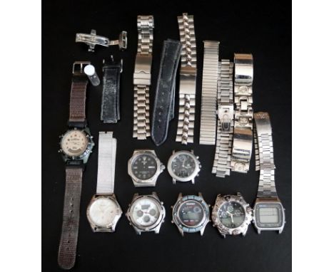 Mixed Lot Of Gents Watches To Include Seiko Alarm Chronograph, Timex Expedition, Quemex Auto Calendar, Pulsar, Accurist, Phil