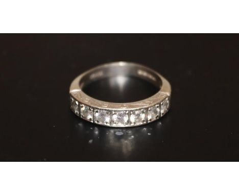 9ct White Gold CZ Half Eternity Ring, Fully Hallmarked, Ring Size P. 4 Grams 