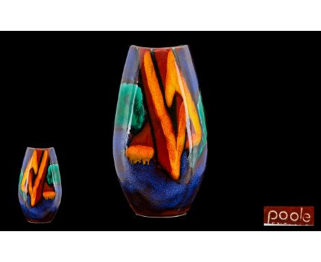 Poole Delphis Vase. c.1970's. Strong Colours, Height 10 Inches - 25 cm. All Aspects of Condition are Excellent. 
