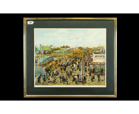 Tom Dodson Artist Signed In Pencil Colour Print, Title 'Fairground' Pencil signed to lower right margin, blind stamp to lower