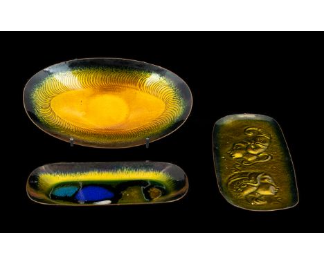 A Collection Of Mid Century Italian Enamel Trinket Dishes, three in total, all with original foil decal to base marked 'Studi