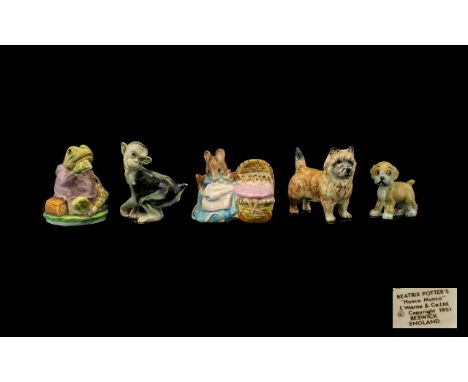 A Small Collection Of Animal And Beatrix Potter Figurines Five items in total to include Beswick Beatrix Potter 'Hunca Munca'