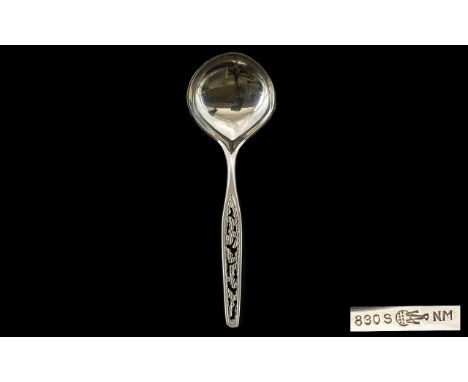 Norwegian - Fine Silver Serving Spoon / Ladle, By Thorvald Marthinsen Tonsberg Norway. c.1940's. Makers Mark N.M. 830 S Silve