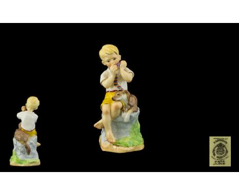 Royal Worcester - Early Hand Painted Figure ' June ' Months of the Year Series. Designer F.C. Doughty. Model No 3456, Date 19