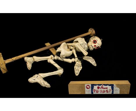 A Pelham Puppet In The Form Of A Skeleton Detaching Limbs And Lifting Head. Needs To Be Untangled. With Original Control Bar.