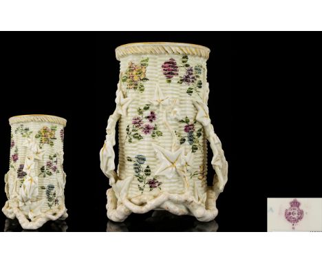 Royal Worcester Hand painted Porcelain Spill Vase - hand painted, naturalistic. Inspired by the Aesthetic Movement and Japane