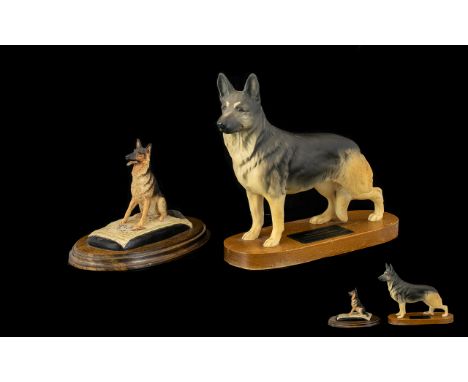 German Shepherd Interest Two Ceramic Figures To include Beswick Connoisseur model 'Alsatian' in the form of a standing dog, r