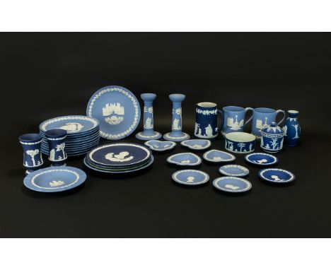 A Quantity Of Wedgwood Jasperware A large and varied lot containing various commemorative plates, vases, pin dishes, a pair o